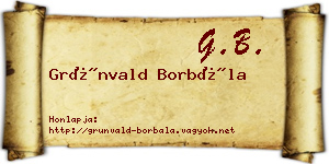 Grünvald Borbála névjegykártya